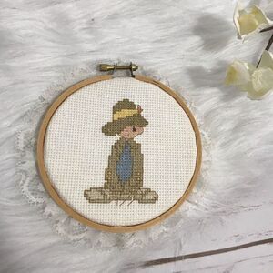 Precious Moments Hand Embroidered Cross Stitch Little Boy In Suit Wall Decor Cou
